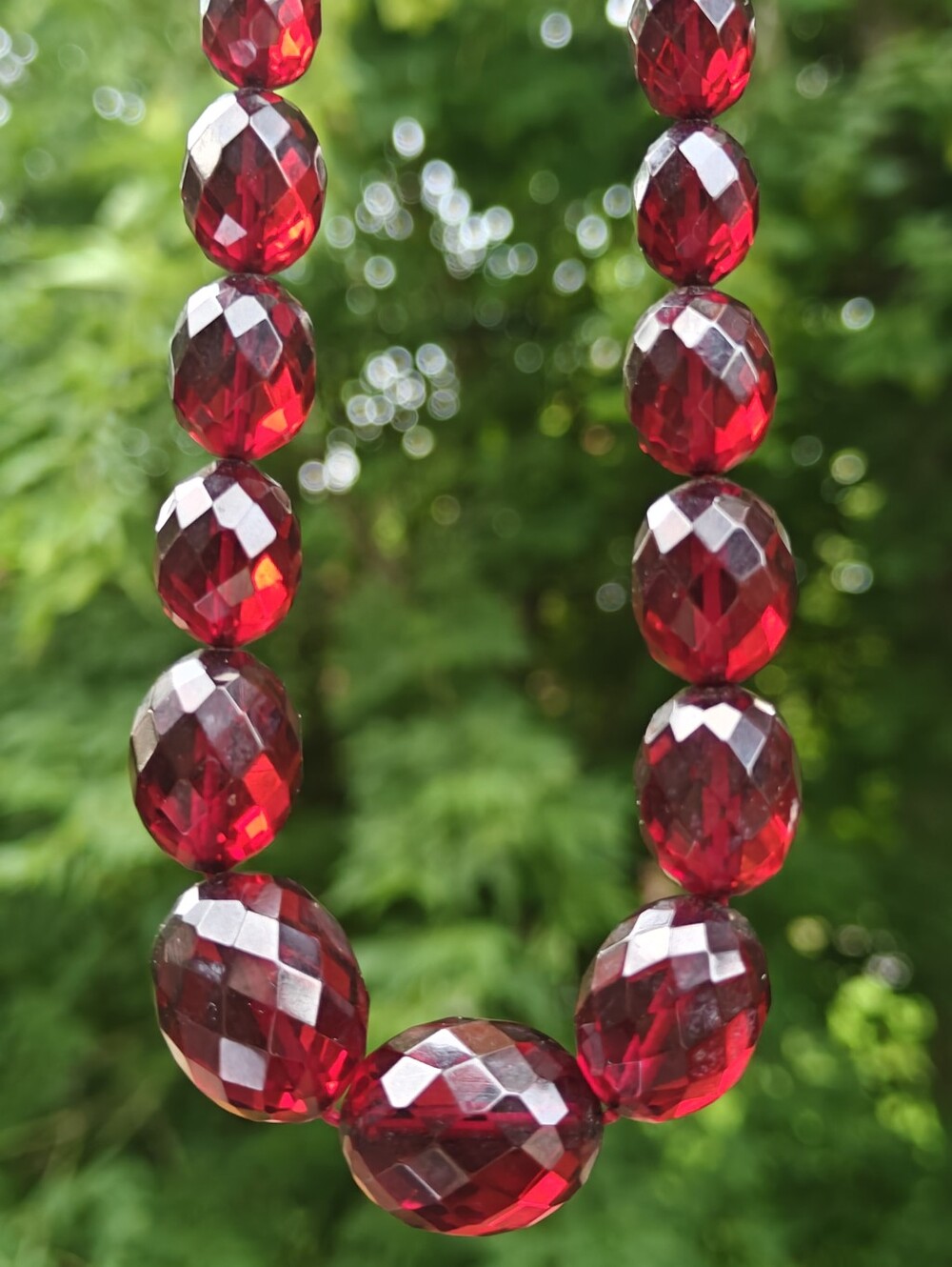Cherry Amber Bakelite Necklace Art Deco
